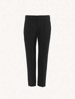 Black Chloe Cropped Cigarette Suiting | CHE-SR14034