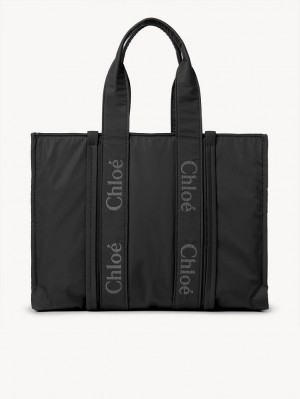 Black Chloe Large Woody Shoulder Bags | CHE-SR13430