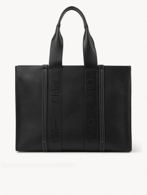 Black Chloe Large Woody Tote Bags | CHE-SR13306