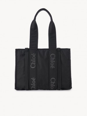 Black Chloe Medium Woody Shoulder Bags | CHE-SR13428