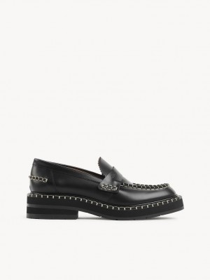 Black Chloe Noua Flat Loafer | CHE-SR14248