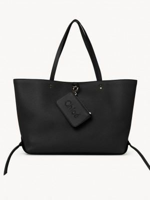 Black Chloe Sense Medium East-west Tote Bags | CHE-SR13327