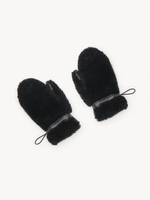 Black Chloe Shearling Mittens Hats | CHE-SR14483