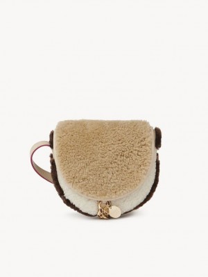 Cement Beige Chloe Mara Small Saddle Shoulder Bags | CHE-SR14604