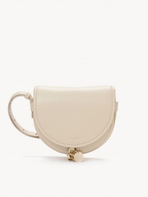 Cement Beige Chloe Small Mara Saddle Shoulder Bags | CHE-SR14628