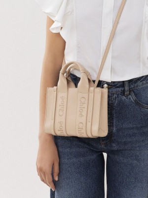 Cement Pink Chloe Woody Tote 1 Mini Bags | CHE-SR13689