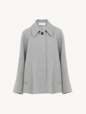 Cosy Grey Chloe Short Cape Coats | CHE-SR13804