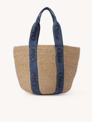 Denim Chloe Large Woody Basket Tote Bags | CHE-SR13331