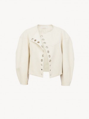 Eden White Chloe Boxy Jacket Leather | CHE-SR14104