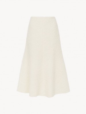 Eden White Chloe Flared Midi Skirts | CHE-SR14096