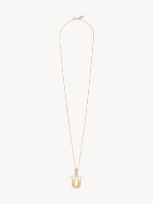 GOLD COLOR Chloe Alphabet With Pendant Necklaces | CHE-SR14335