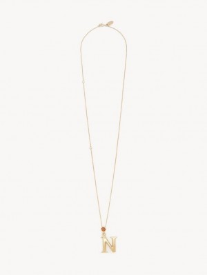 GOLD COLOR Chloe Alphabet With Pendant Necklaces | CHE-SR14342