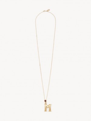 GOLD COLOR Chloe Alphabet With Pendant Necklaces | CHE-SR14343