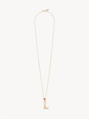 GOLD COLOR Chloe Alphabet With Pendant Necklaces | CHE-SR14344