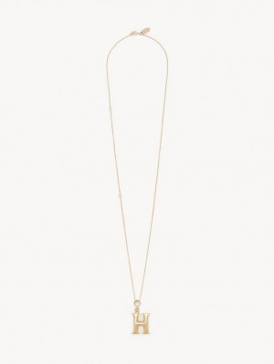 GOLD COLOR Chloe Alphabet With Pendant Necklaces | CHE-SR14348