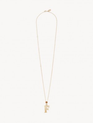 GOLD COLOR Chloe Alphabet With Pendant Necklaces | CHE-SR14350