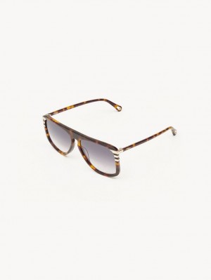 HAVANA / GRAD BLUE Chloe West Small Sunglasses | CHE-SR14520