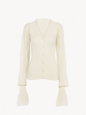 LOVELY WHITE Chloe Fitted Cardigan Knitwear | CHE-SR13941