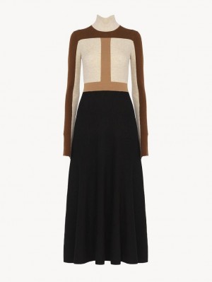 MULTICOLOR BROWN 1 Chloe Flared Maxi Knitwear | CHE-SR13946