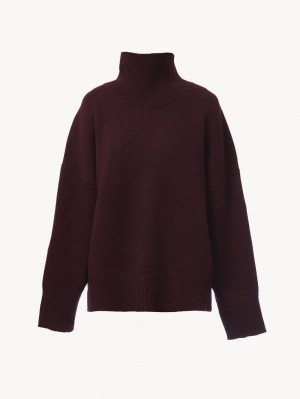 Obscure Purple Chloe Generous High-neck Knitwear | CHE-SR13926