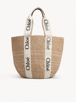 White Chloe Large Woody Basket Tote Bags | CHE-SR13332