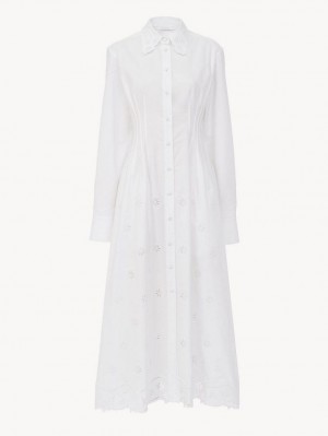 White Chloe Long Shirt Dresses | CHE-SR13831