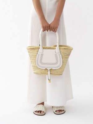 White Chloe Medium Marcie Basket Tote Bags | CHE-SR13291