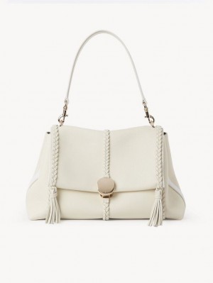 White Chloe Penelope Medium Soft Shoulder Bags | CHE-SR13426