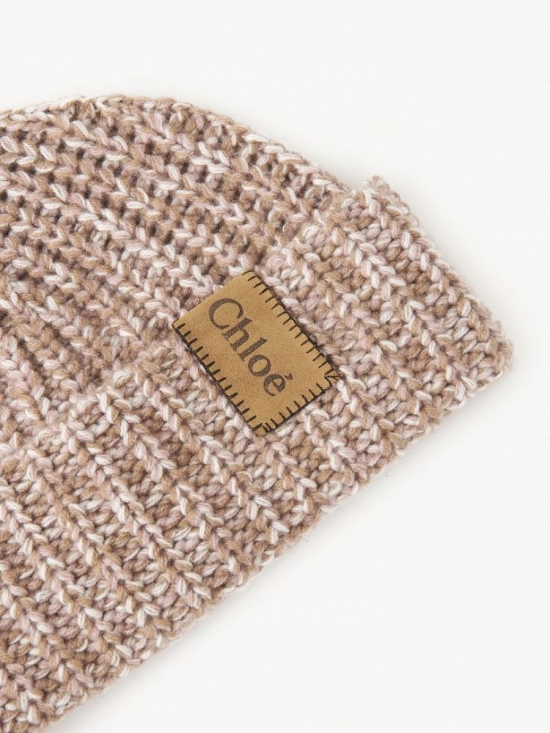 BEIGE - PINK 1 Chloe Chunky Knitted Beanie Hats | CHE-SR14474