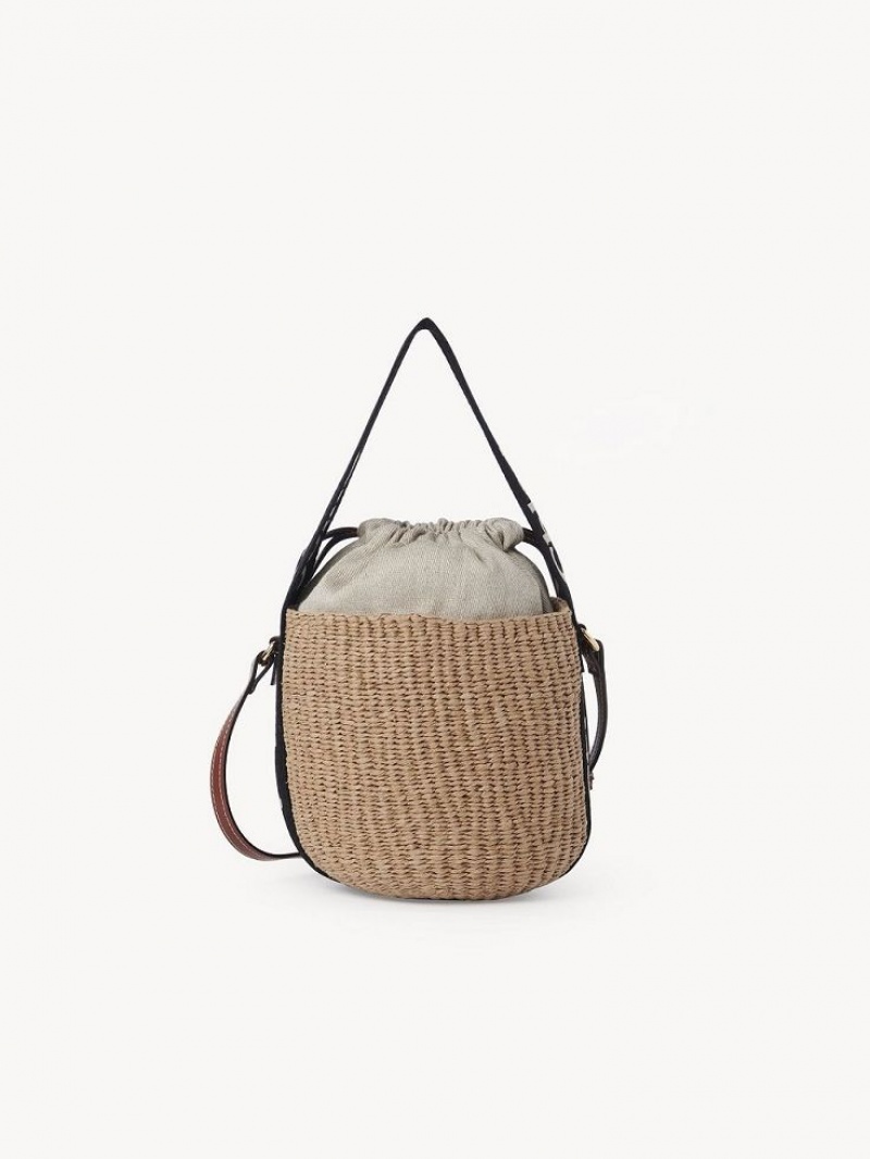 BLACK - BEIGE 1 Chloe Small Woody Basket Crossbody Bags | CHE-SR13566