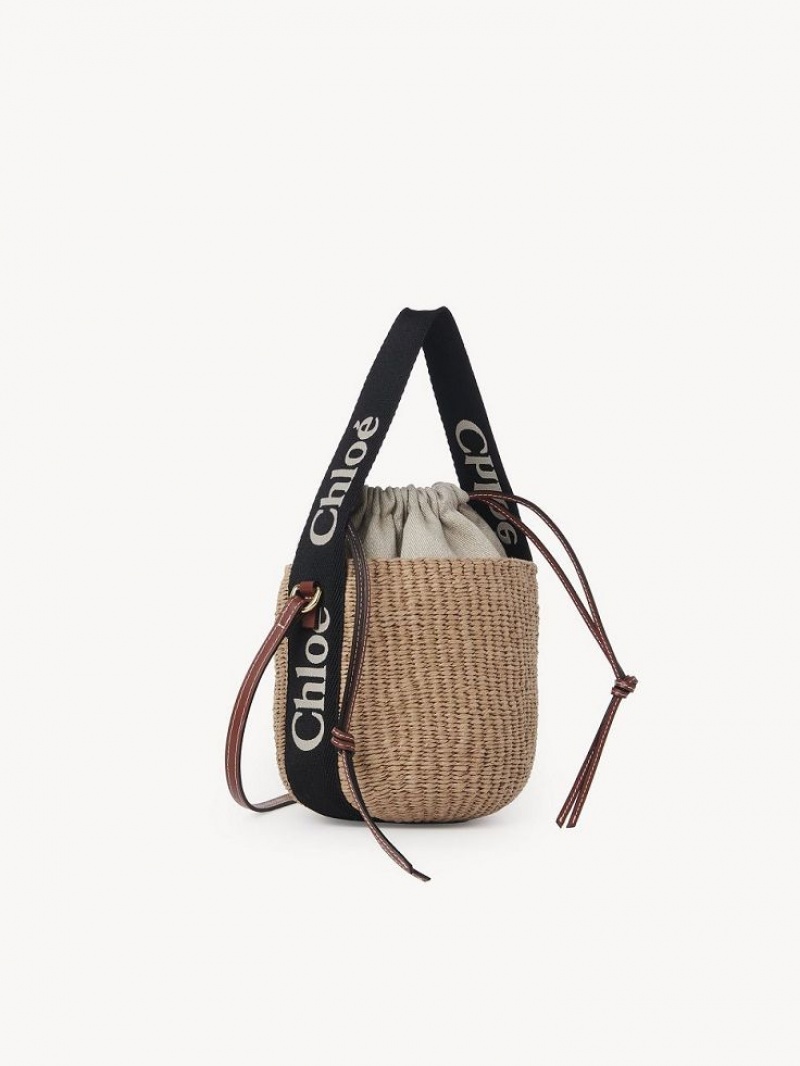 BLACK - BEIGE 1 Chloe Small Woody Basket Crossbody Bags | CHE-SR13566