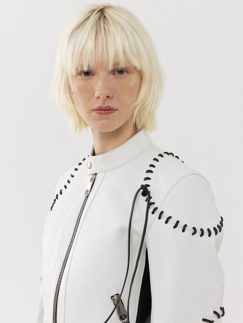 BLACK - WHITE 1 Chloe Biker Jacket Leather | CHE-SR14106