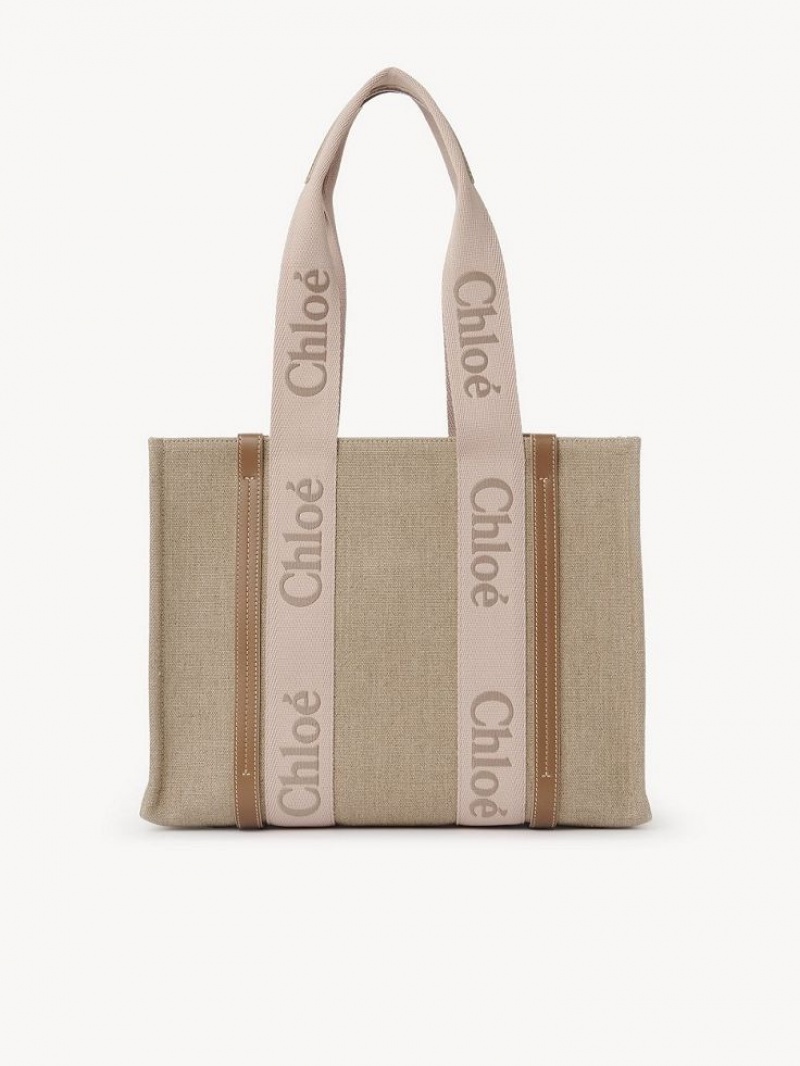 BLUSHY BEIGE Chloe Medium Woody Tote Bags | CHE-SR13385