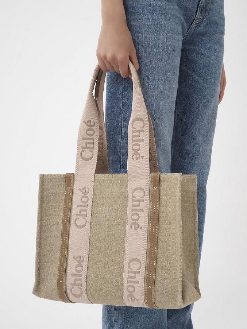 BLUSHY BEIGE Chloe Medium Woody Tote Bags | CHE-SR13385