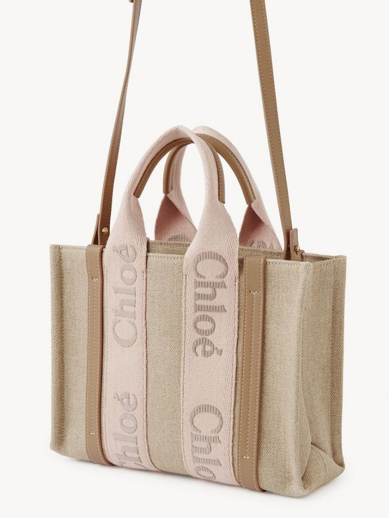 BLUSHY BEIGE Chloe Small Woody Tote Bags | CHE-SR13384