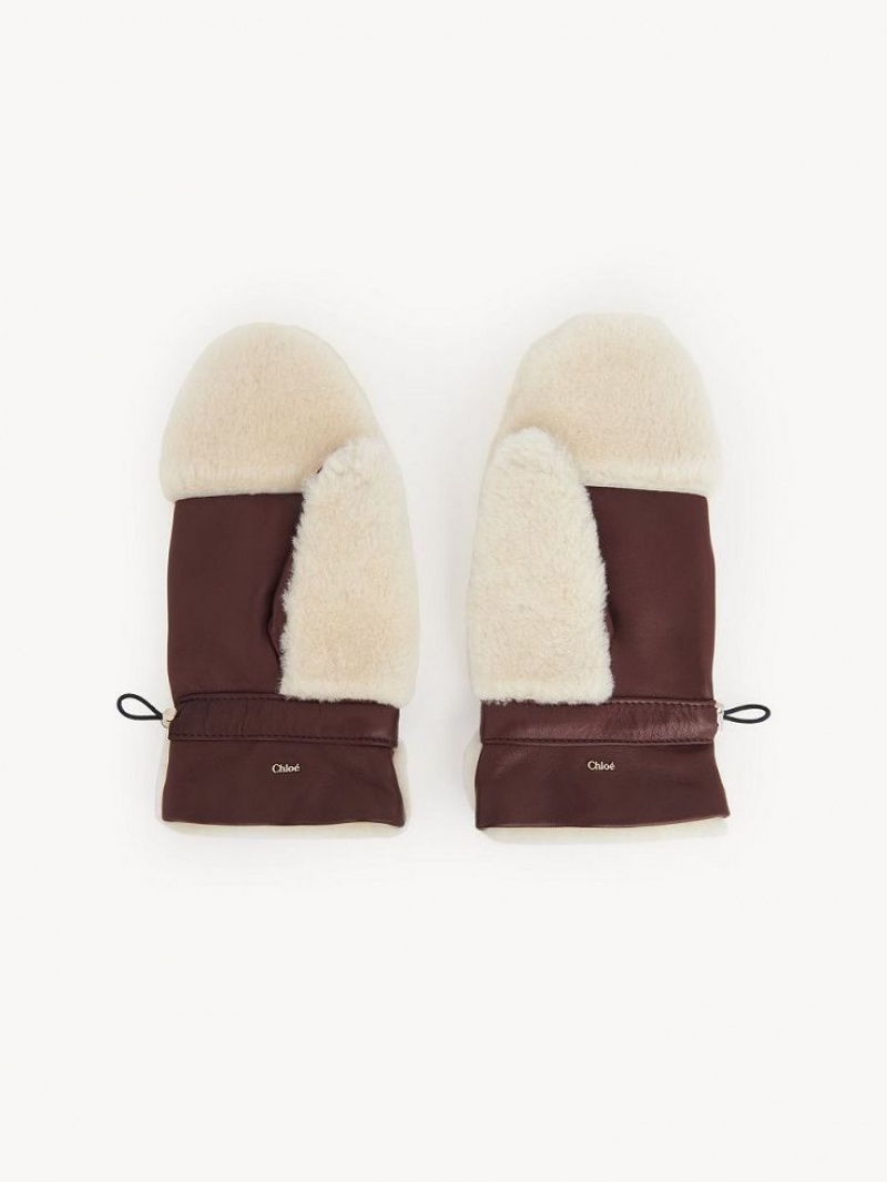 Beige - Brown 1 Chloe Shearling Mittens Hats | CHE-SR14467