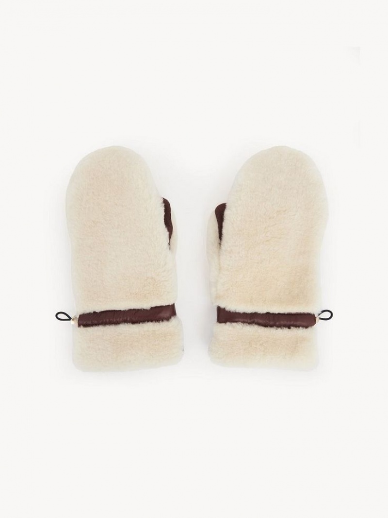 Beige - Brown 1 Chloe Shearling Mittens Hats | CHE-SR14467