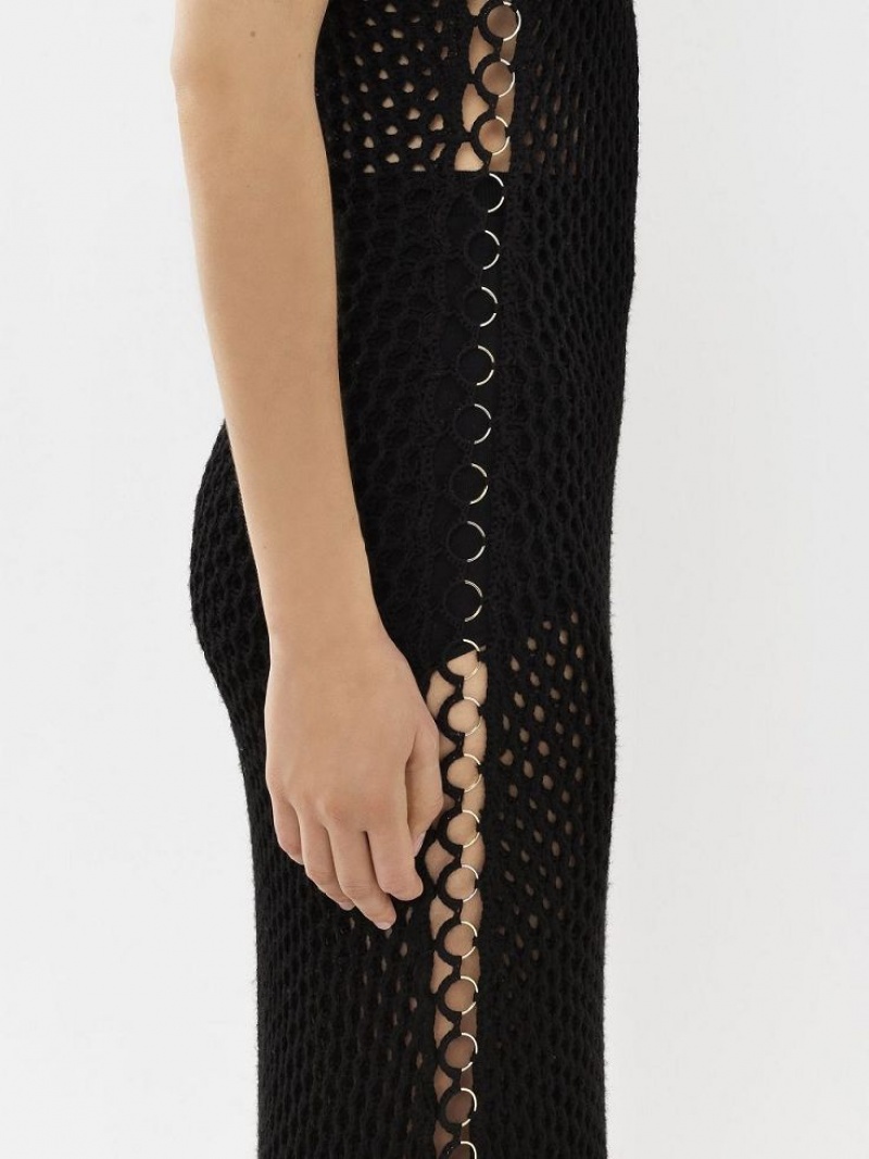 Black Chloe Crochet Tank Dresses | CHE-SR13830