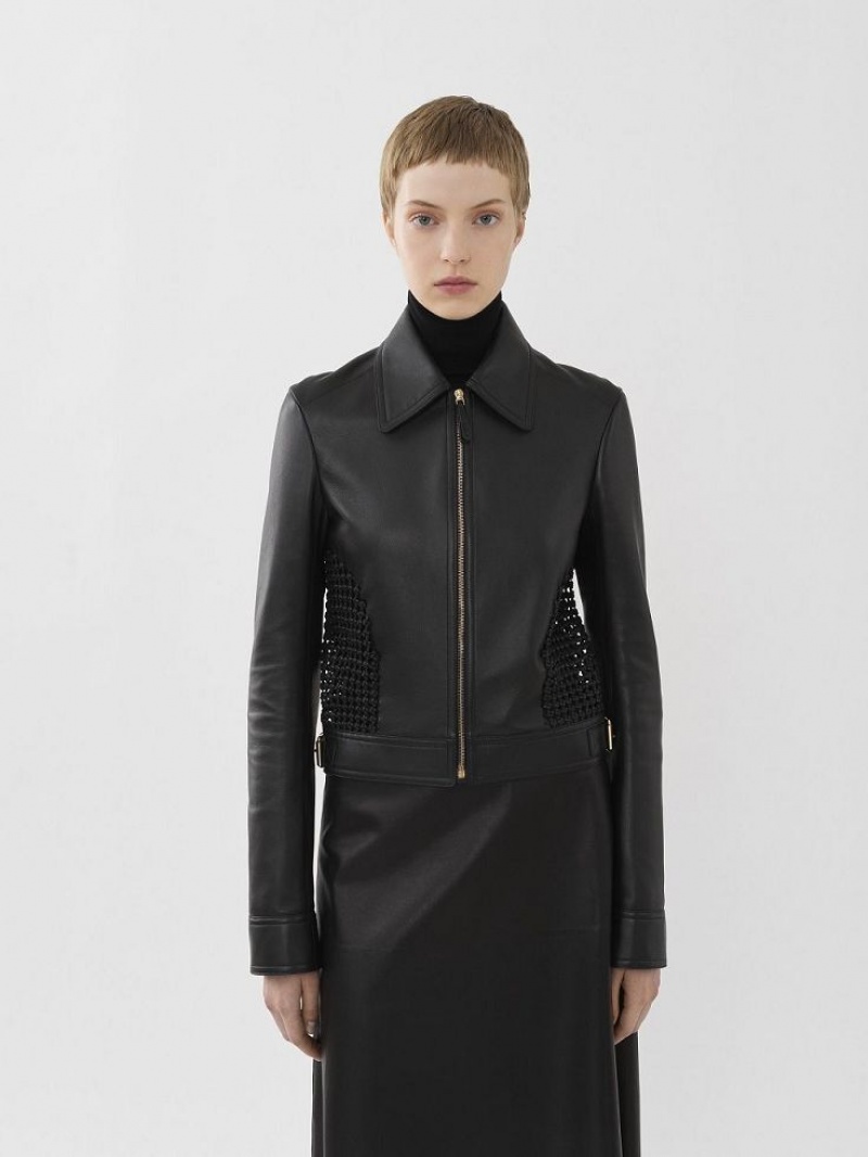 Black Chloe Cropped Jacket Leather | CHE-SR14113