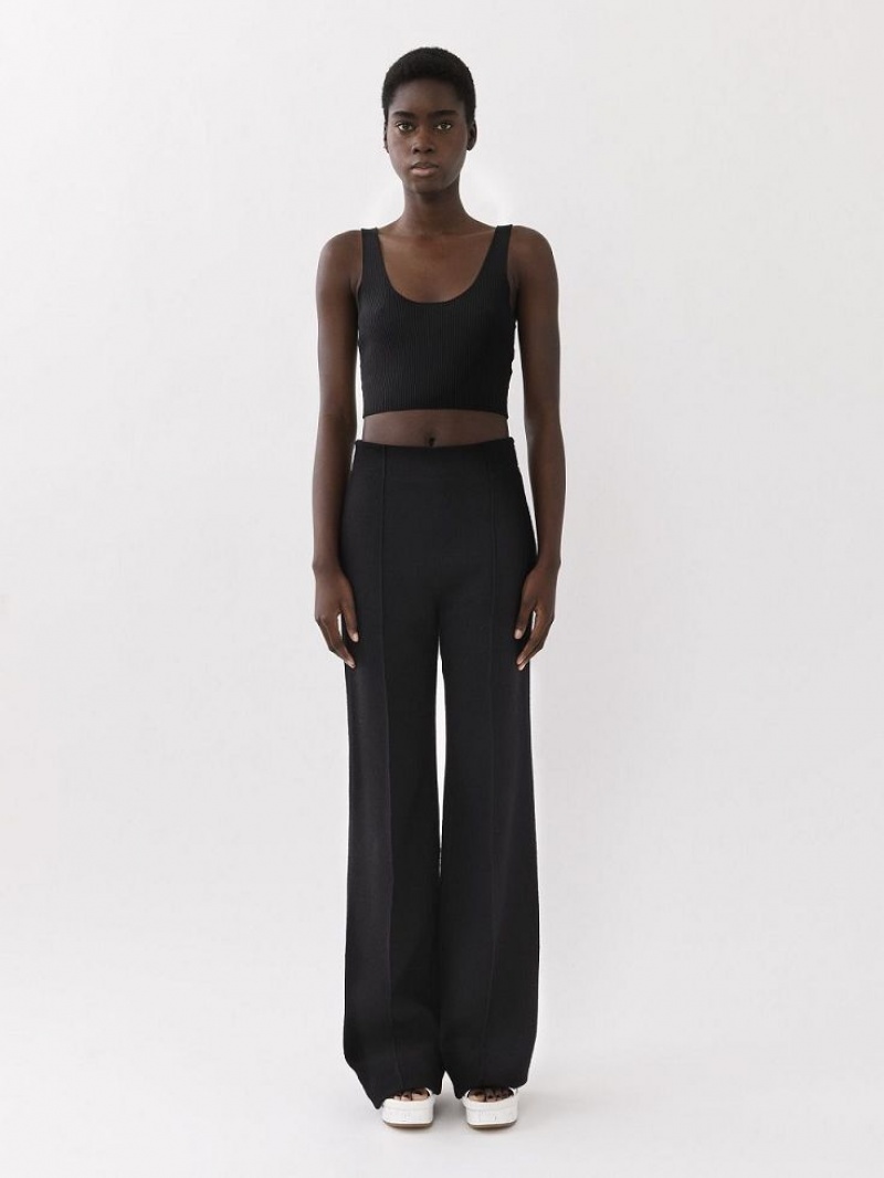 Black Chloe Cropped Tank Knitwear | CHE-SR13922