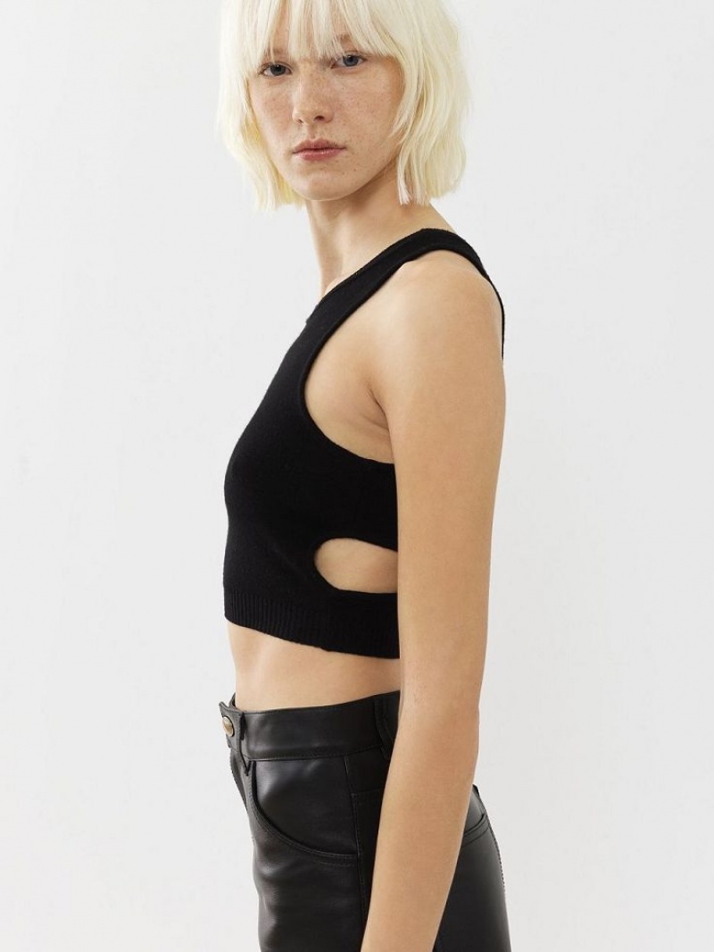 Black Chloe Cropped Tops | CHE-SR13882