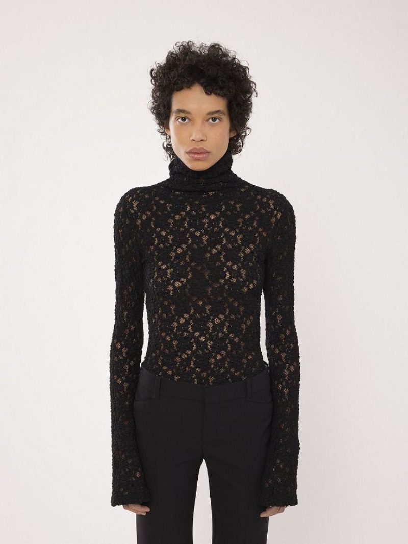 Black Chloe Fitted Turtleneck Tops | CHE-SR13911