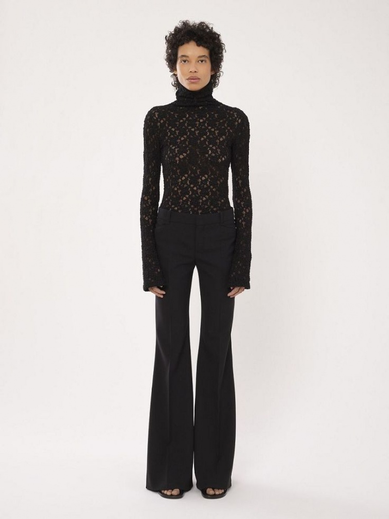 Black Chloe Fitted Turtleneck Tops | CHE-SR13911