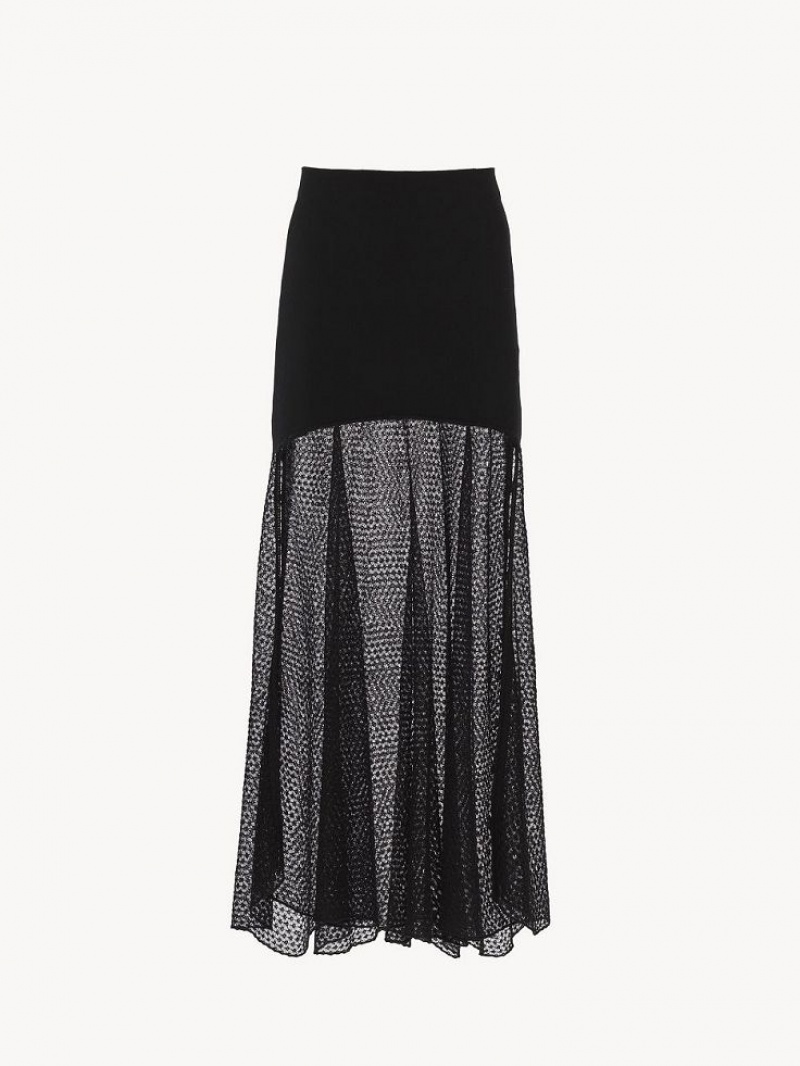 Black Chloe Flared Maxi Skirts | CHE-SR14072