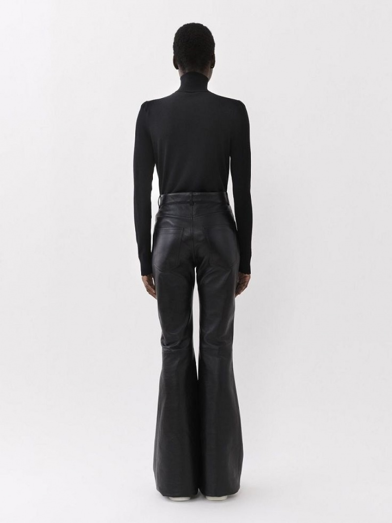 Black Chloe Flared Pants Leather | CHE-SR14114