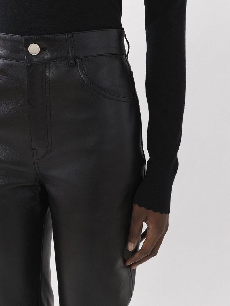 Black Chloe Flared Pants Leather | CHE-SR14114