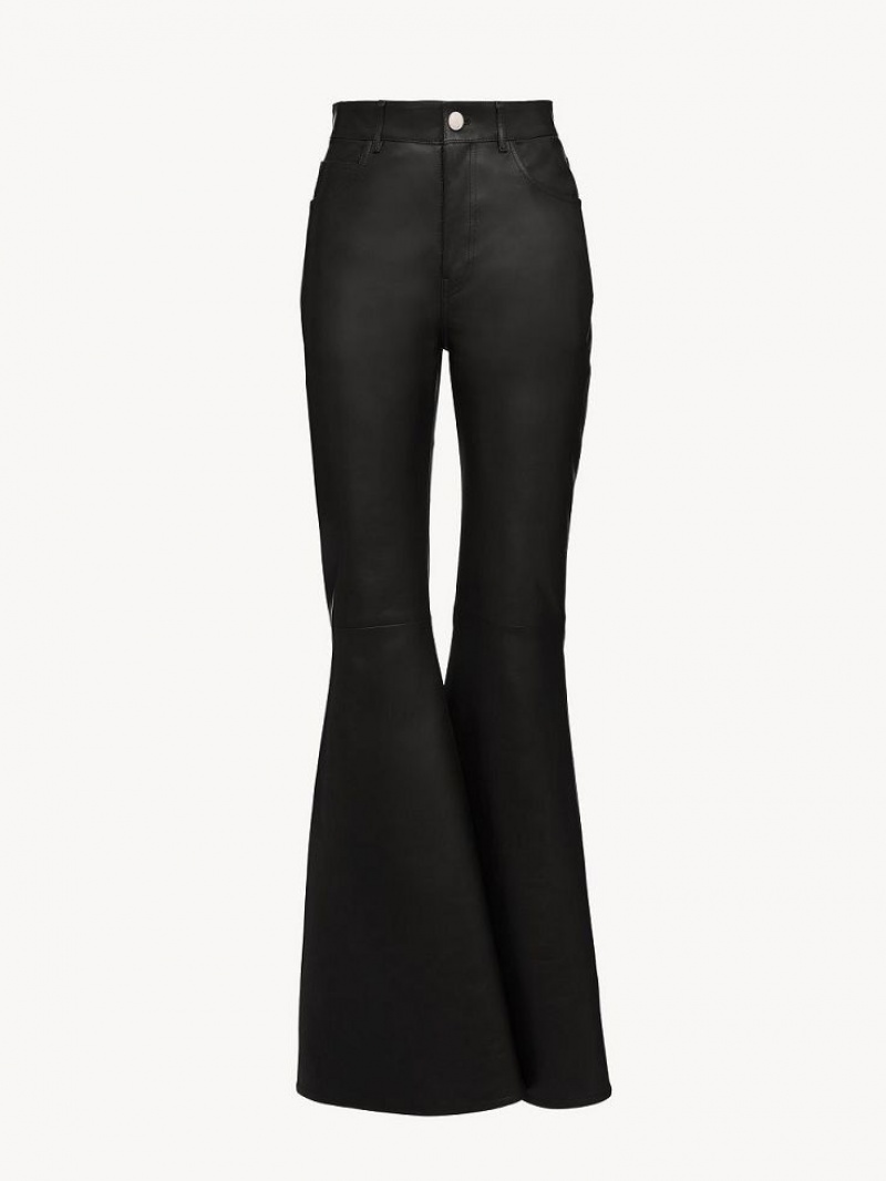 Black Chloe Flared Pants Leather | CHE-SR14114