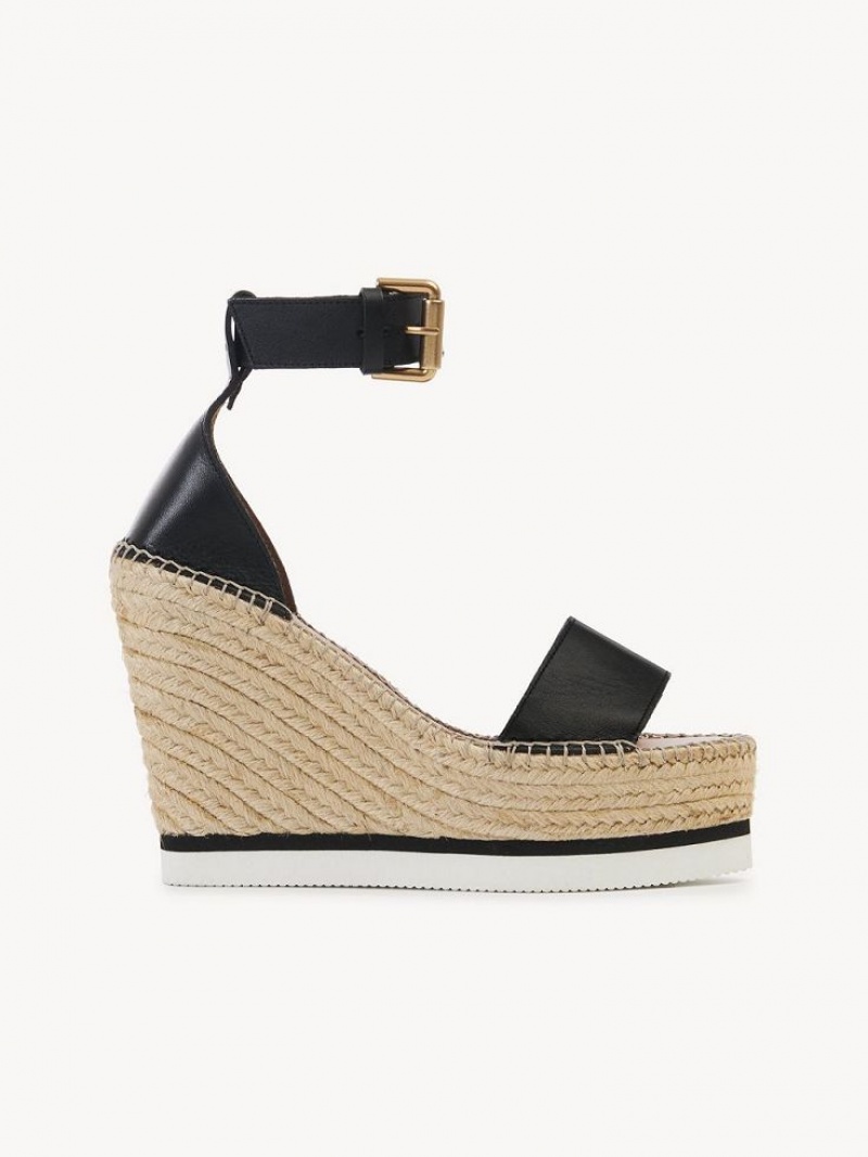 Black Chloe Glyn Espadrille Wedge | CHE-SR14839