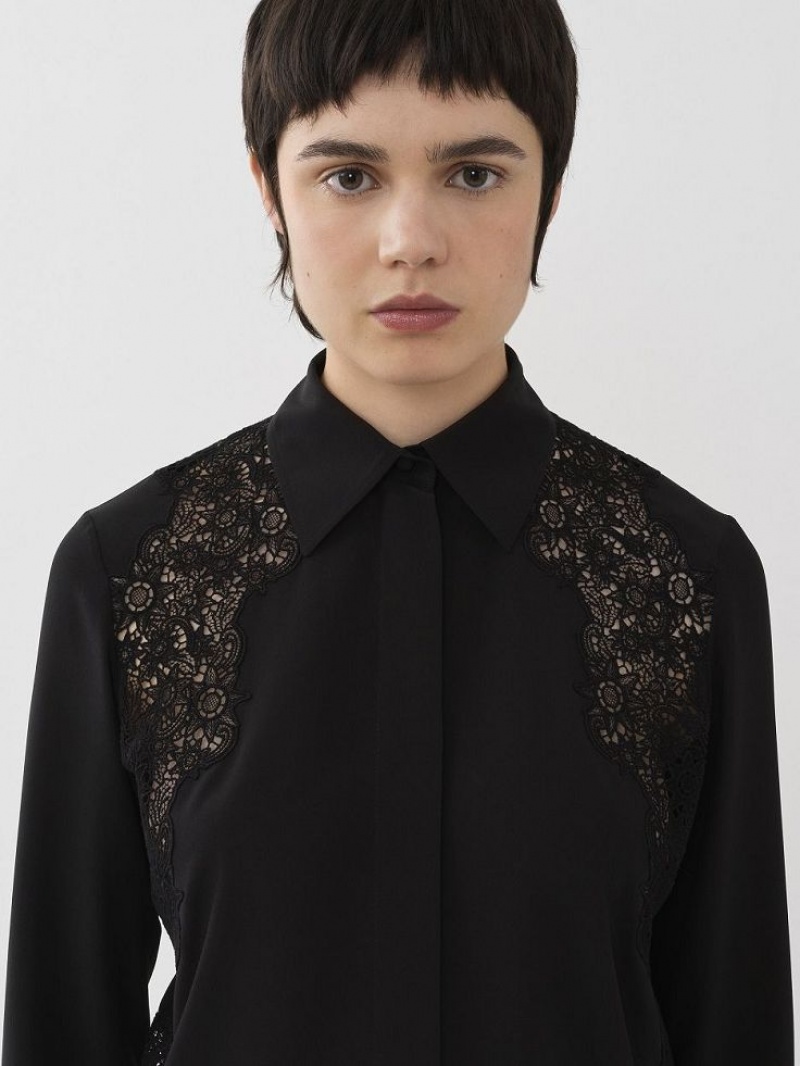 Black Chloe Guipure-detail Blouses | CHE-SR13878