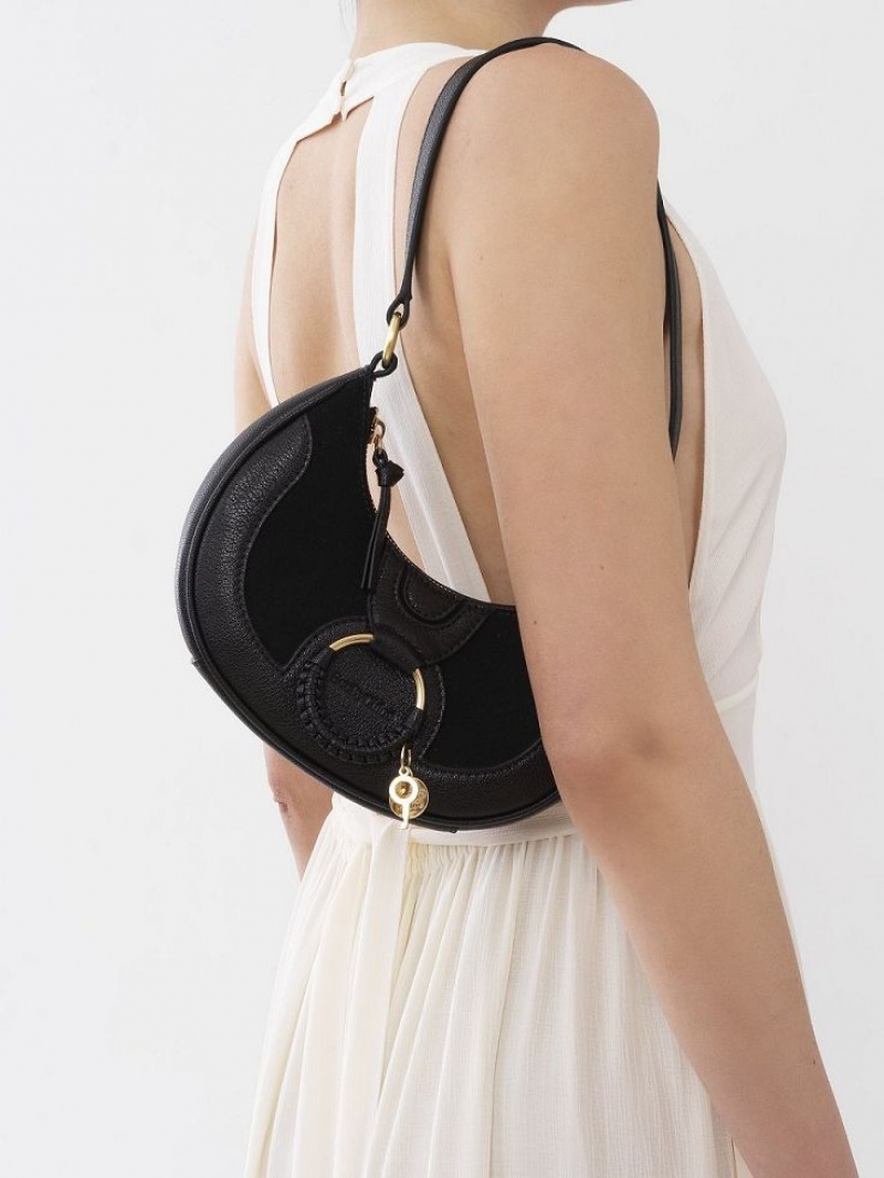 Black Chloe Hana Half Moon Shoulder Bags | CHE-SR14623